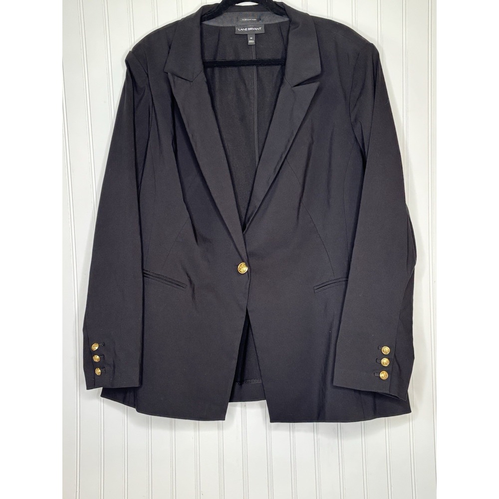 Lane Bryant 'The Bryant Jacket' Blazer Womens 28 Black 1-Button Classic Career